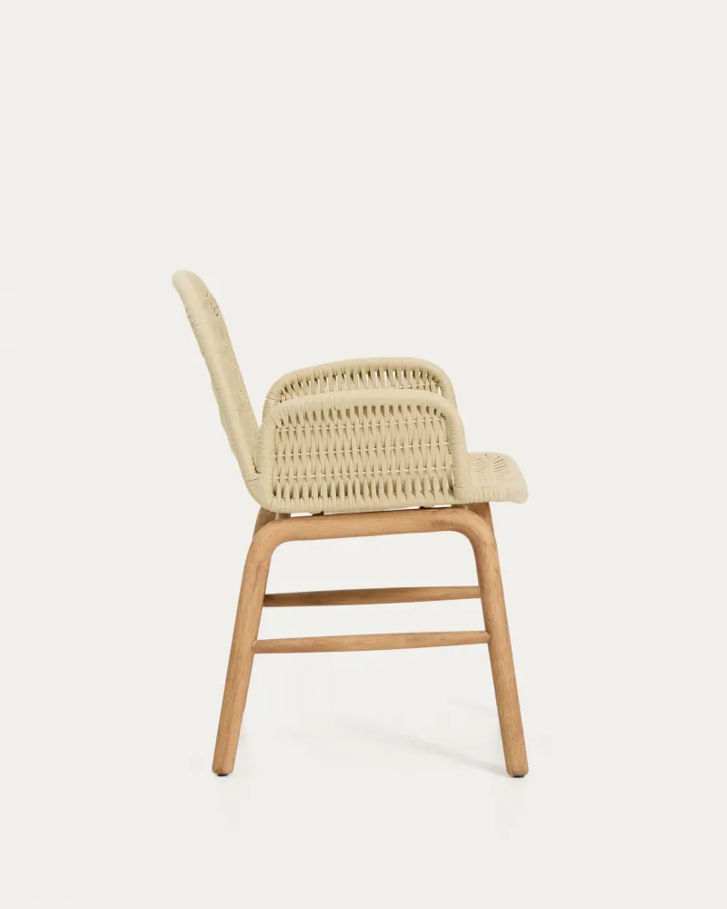 Poltrona Alipa legno massello di acacia e corda ecrù, FSC 100 %