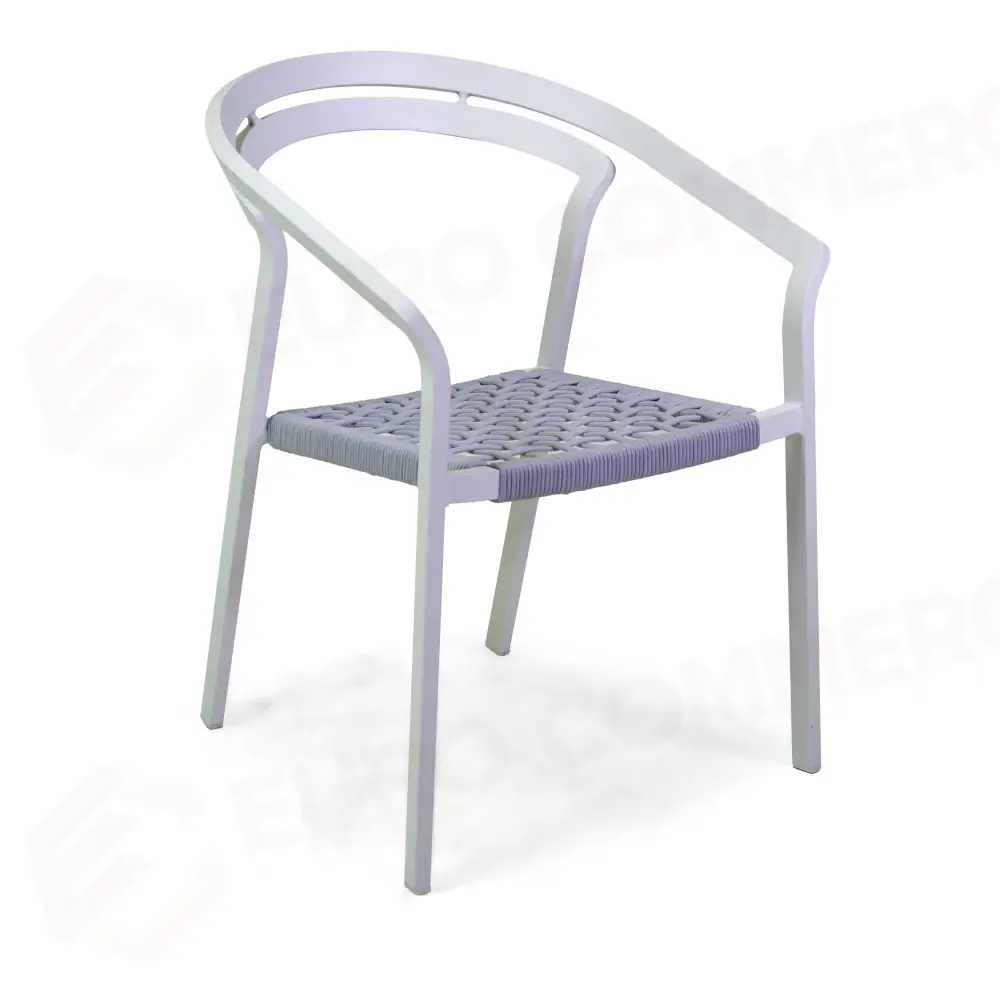 POLTRONA ALLUMINIO ALEDO BIANCO C/CORDAGRIGIO CHIARO CM57X58,5H85 - 6471200000 - VACCHETTI