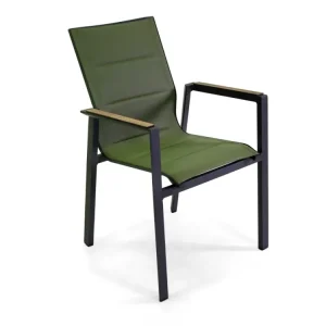 Poltrona alluminio textilene riverside colore verde bracciolo hpl 56x66xh.90cm