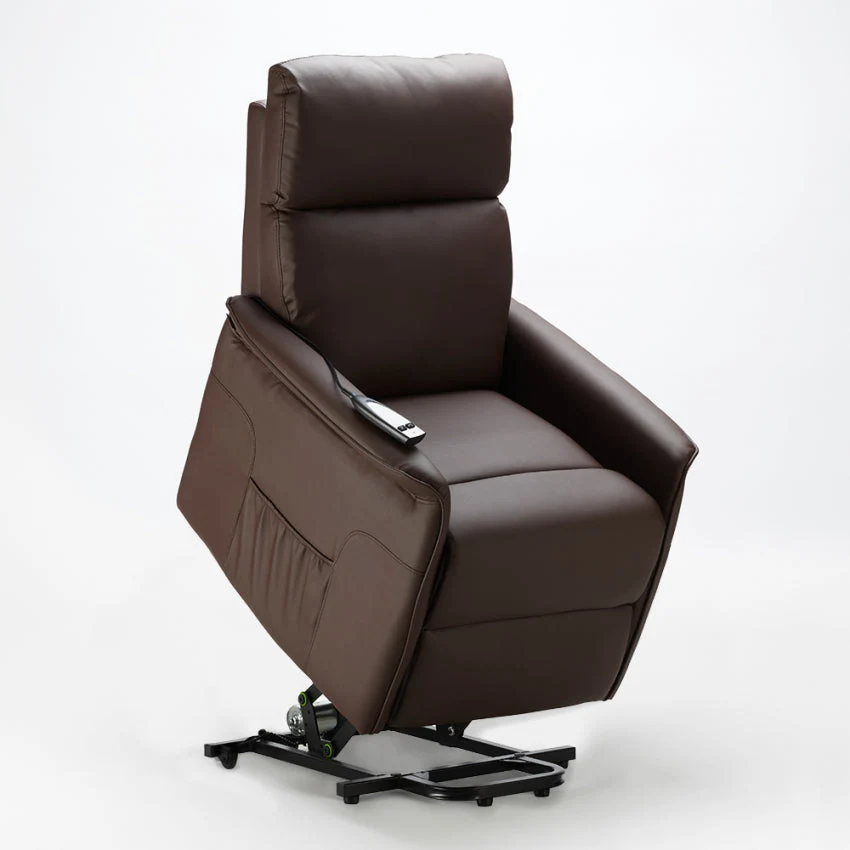 Poltrona Alzapersona Elettrica 1 Motore 60x73x104 cmin Similpelle Marrone