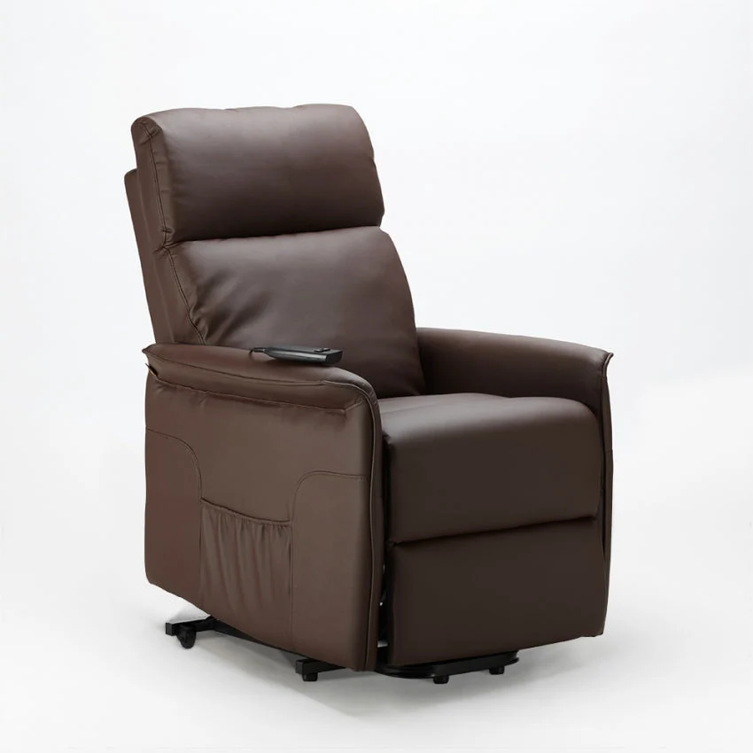Poltrona Alzapersona Elettrica 1 Motore 60x73x104 cmin Similpelle Marrone