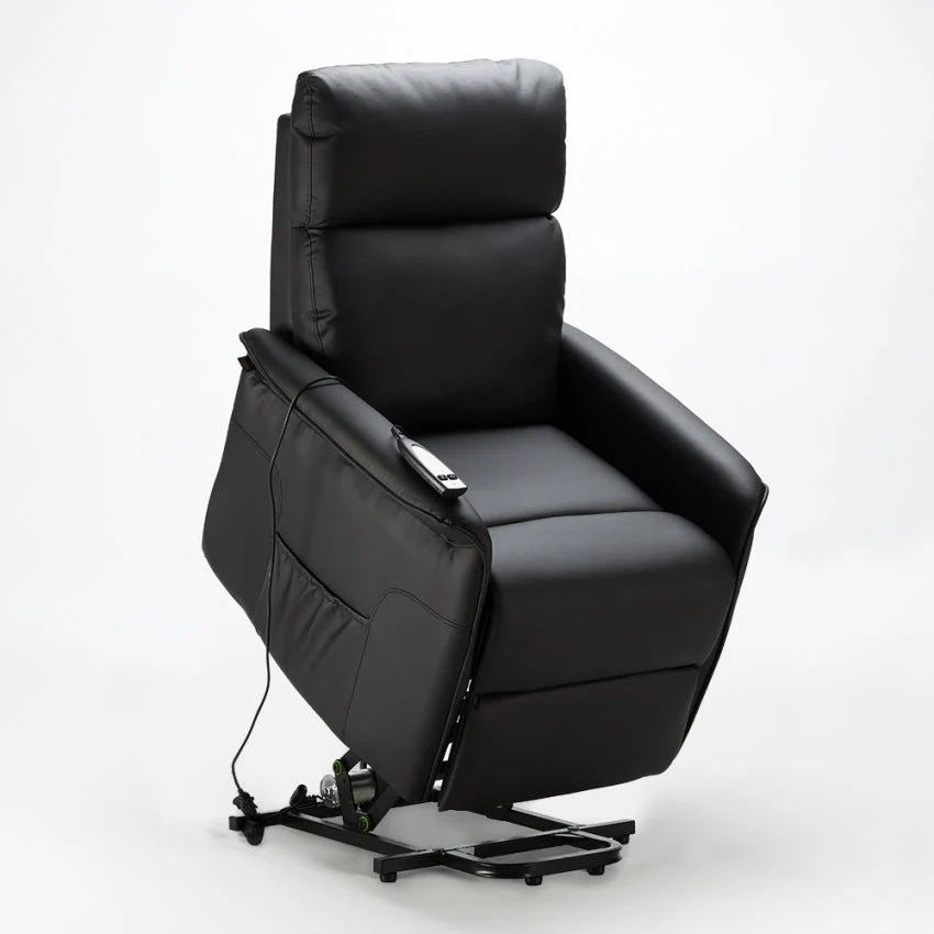 Poltrona Alzapersona Elettrica 1 Motore 60x73x104 cmin Similpelle Nero