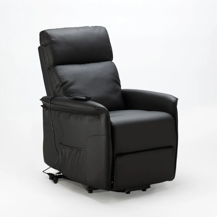 Poltrona Alzapersona Elettrica 1 Motore 60x73x104 cmin Similpelle Nero