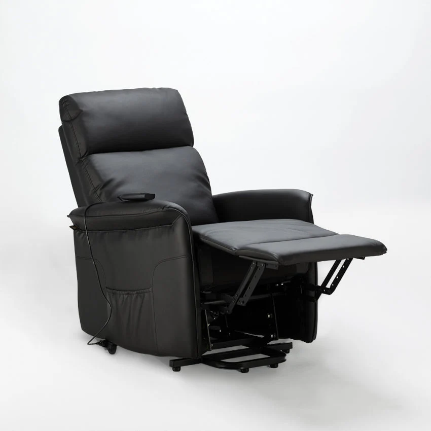 Poltrona Alzapersona Elettrica 1 Motore 60x73x104 cmin Similpelle Nero
