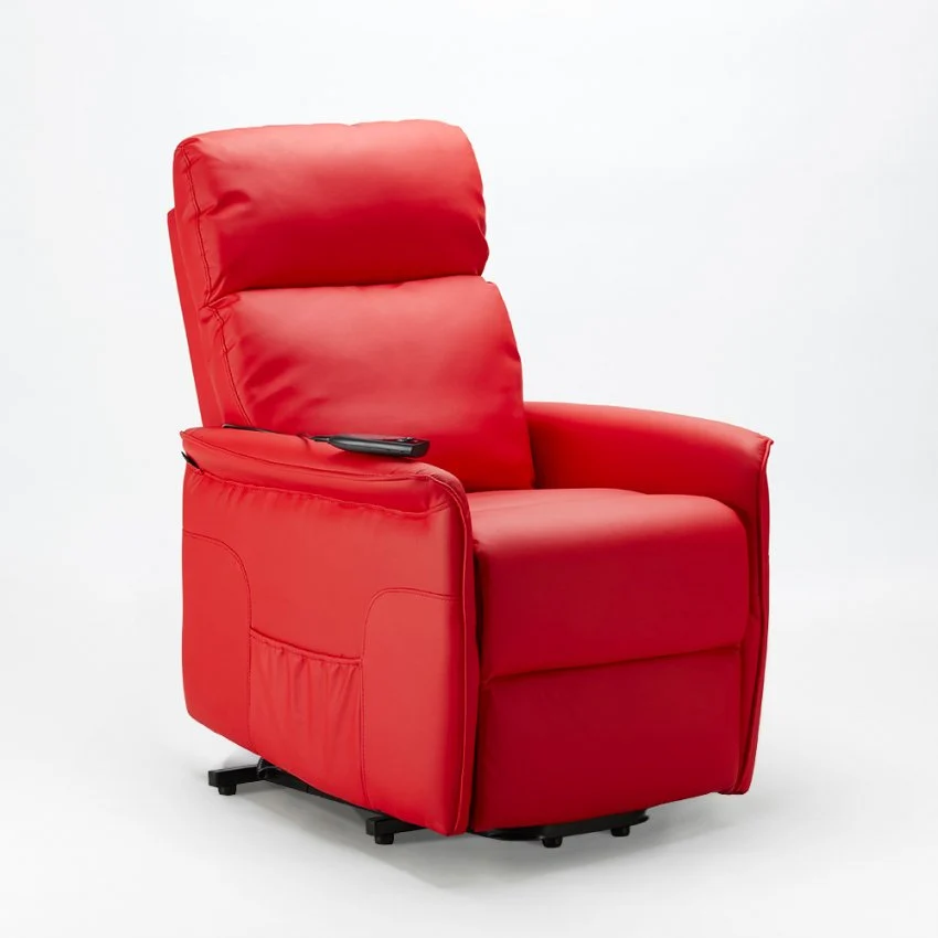 Poltrona Alzapersona Elettrica 1 Motore 60x73x104 cmin Similpelle Rosso