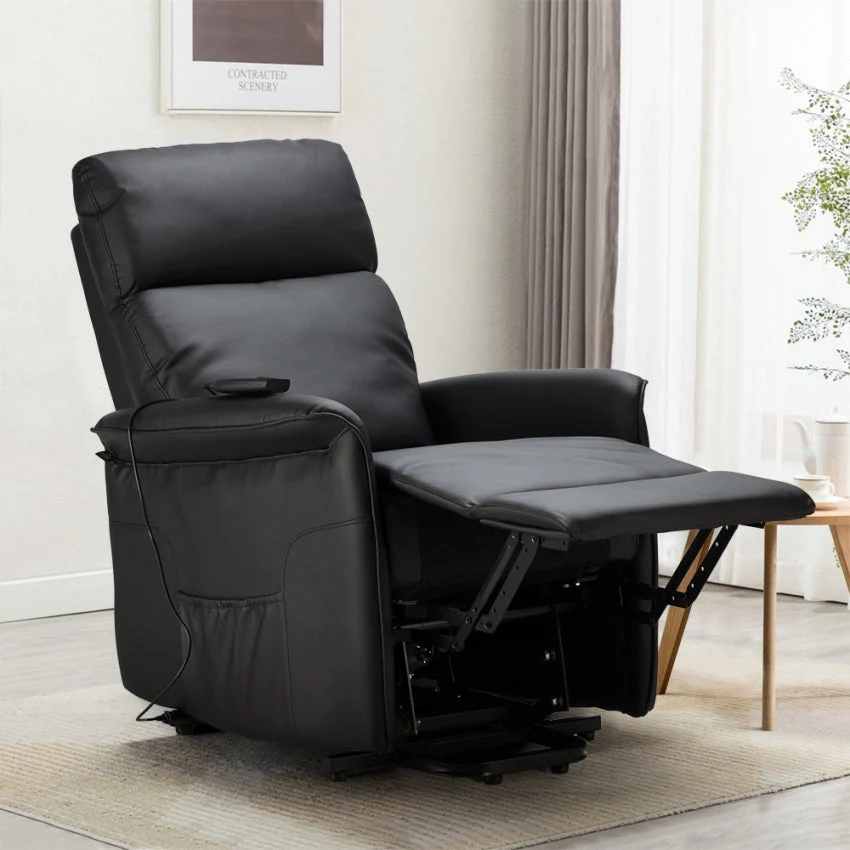 Poltrona Alzapersona Elettrica 1 Motore 60x73x104 cmin Similpelle Nero
