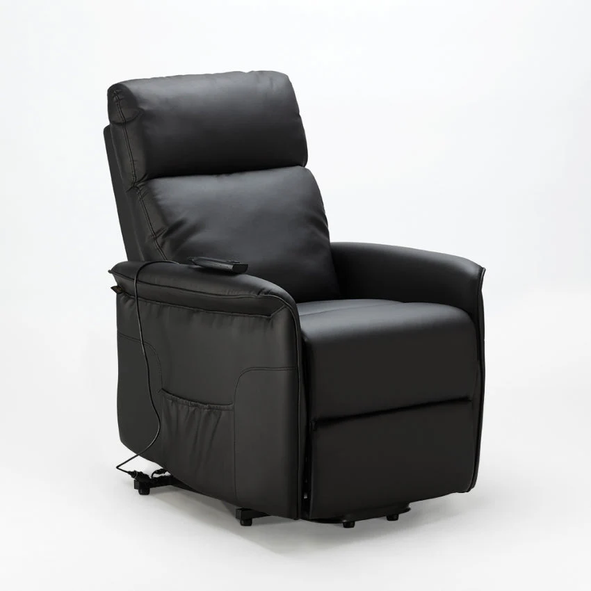 Poltrona Alzapersona Elettrica 1 Motore 60x73x104 cmin Similpelle Nero
