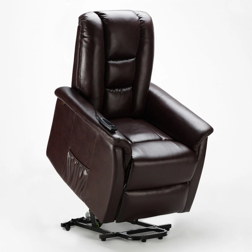 Poltrona Alzapersona Elettrica 1 Motore 68x77x109 cmin Similpelle Marrone Scuro