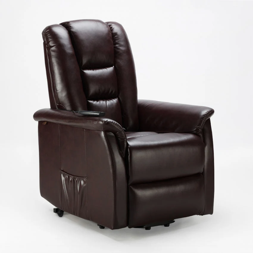 Poltrona Alzapersona Elettrica 1 Motore 68x77x109 cmin Similpelle Marrone Scuro