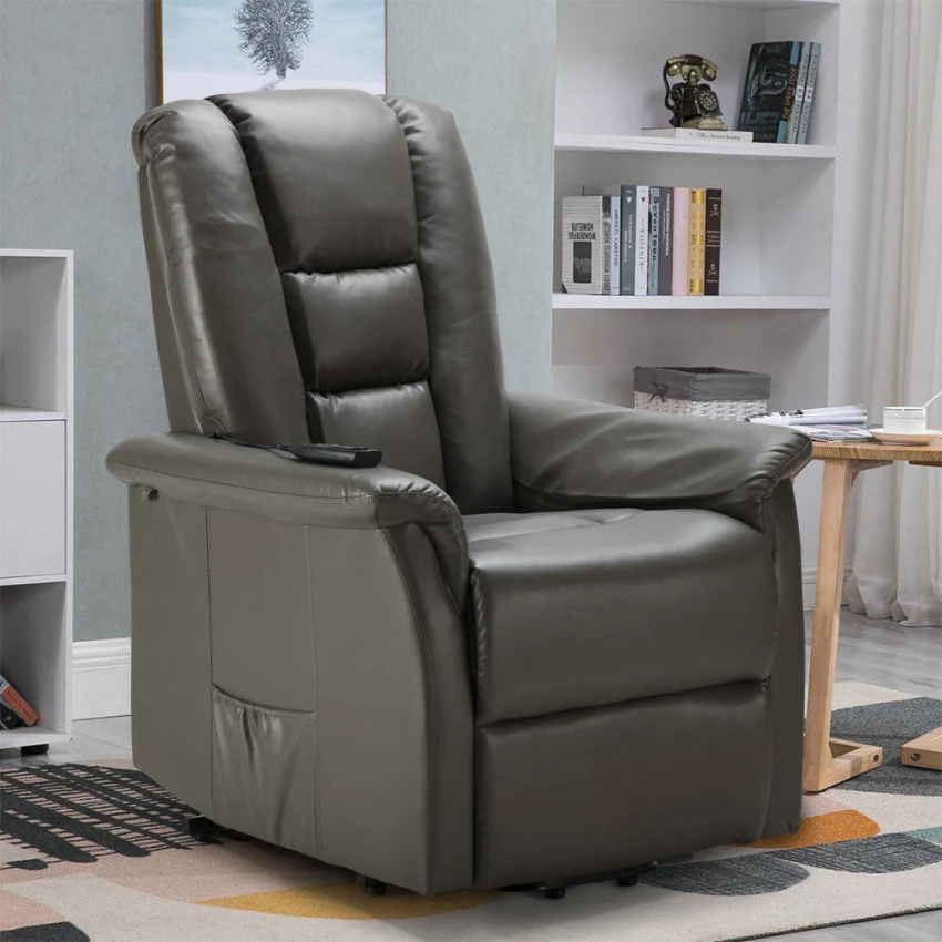 Poltrona Alzapersona Elettrica 1 Motore 68x77x109 cmin Similpelle Grigio