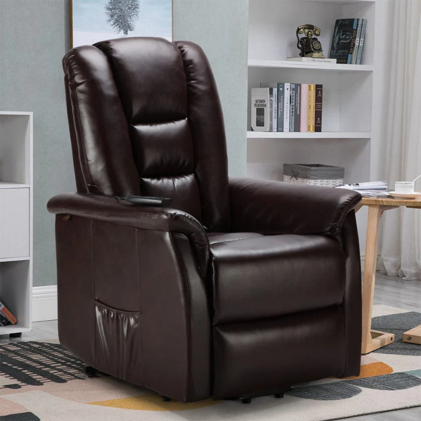 Poltrona Alzapersona Elettrica 1 Motore 68x77x109 cmin Similpelle Marrone Scuro