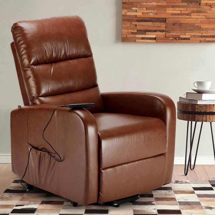 Poltrona Alzapersona Elettrica 1 Motore 71x76x116 cmin Similpelle Marrone