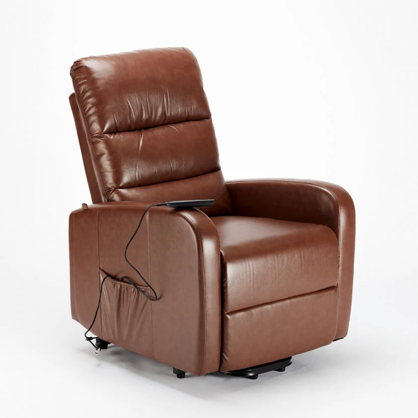 Poltrona Alzapersona Elettrica 1 Motore 71x76x116 cmin Similpelle Marrone