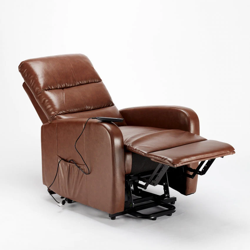 Poltrona Alzapersona Elettrica 1 Motore 71x76x116 cmin Similpelle Marrone