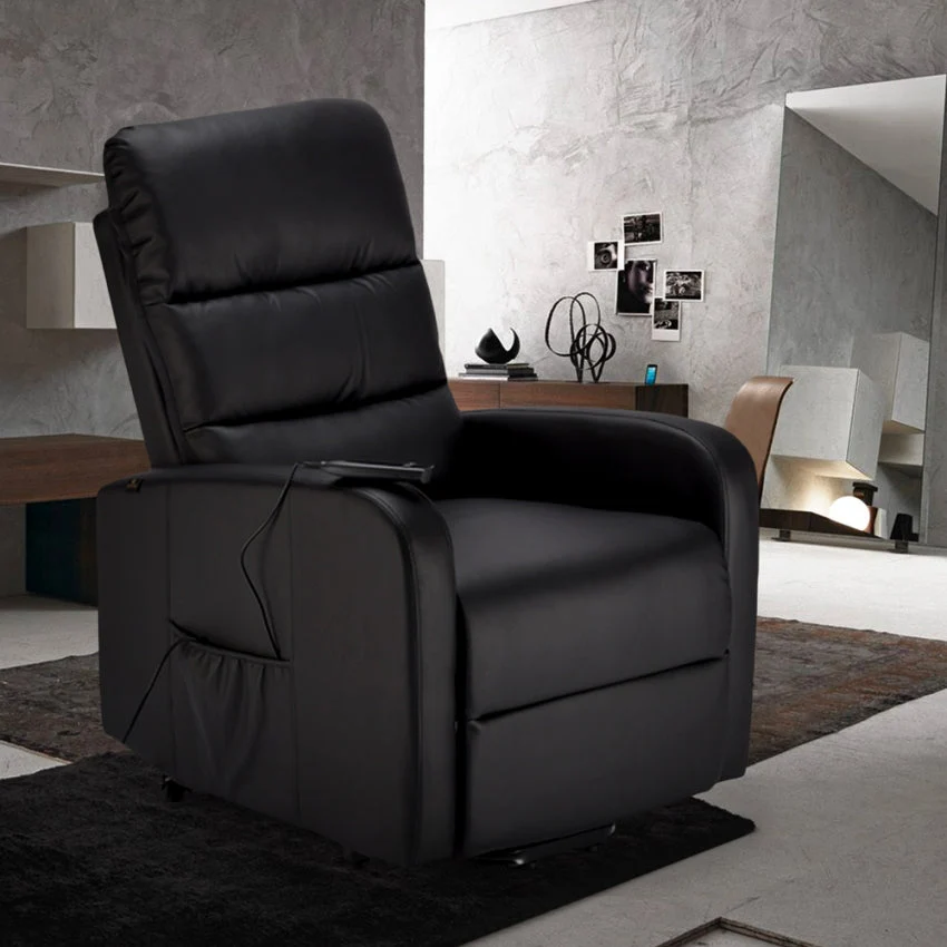 Poltrona Alzapersona Elettrica 1 Motore 71x76x116 cmin Similpelle Nero