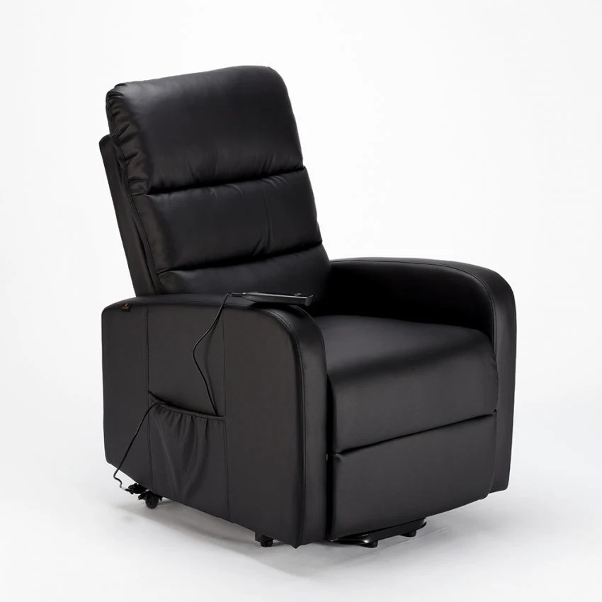 Poltrona Alzapersona Elettrica 1 Motore 71x76x116 cmin Similpelle Nero