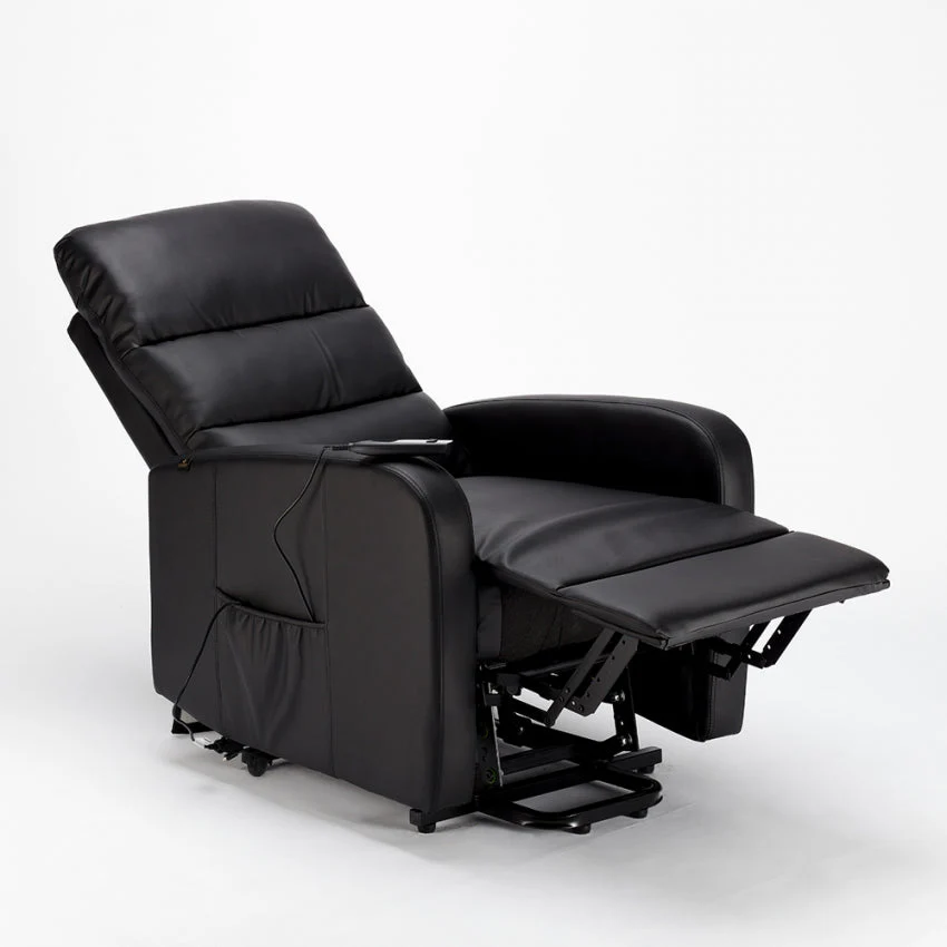Poltrona Alzapersona Elettrica 1 Motore 71x76x116 cmin Similpelle Nero