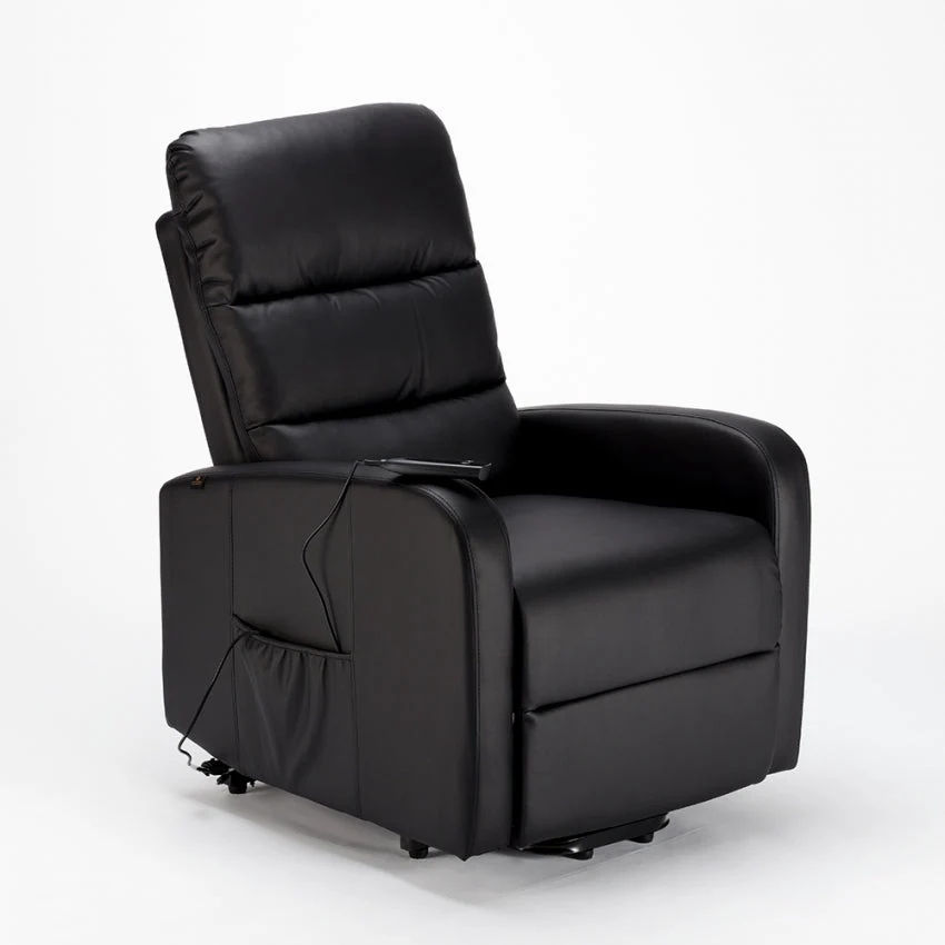 Poltrona Alzapersona Elettrica 1 Motore 71x76x116 cmin Similpelle Nero