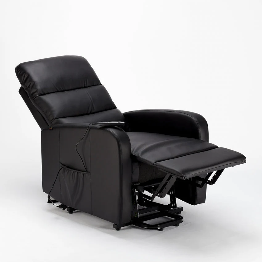 Poltrona Alzapersona Elettrica 1 Motore 71x76x116 cmin Similpelle Nero