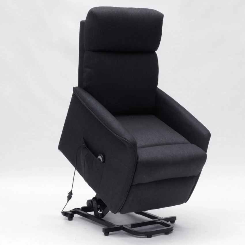 Poltrona Alzapersona Elettrica 1 Motore 73x94x103 cm Tessuto Nero