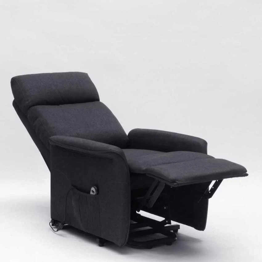 Poltrona Alzapersona Elettrica 1 Motore 73x94x103 cm Tessuto Nero