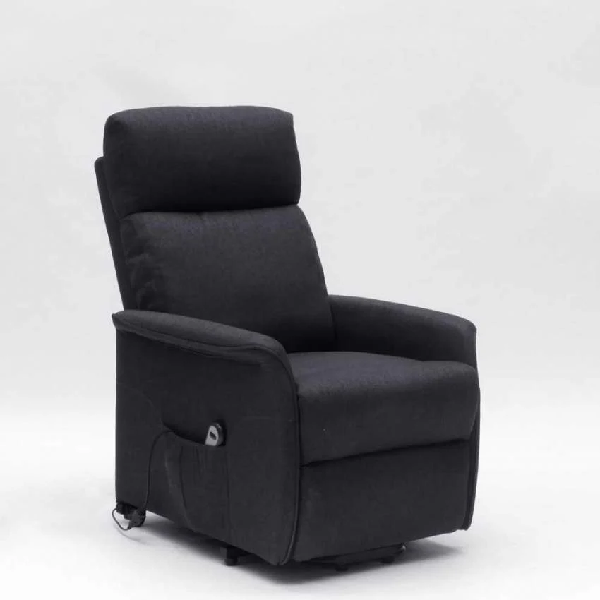 Poltrona Alzapersona Elettrica 1 Motore 73x94x103 cm Tessuto Nero