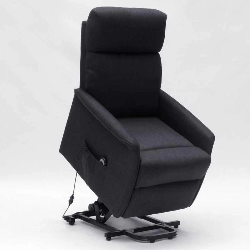 Poltrona Alzapersona Elettrica 1 Motore 73x94x103 cm Tessuto Nero