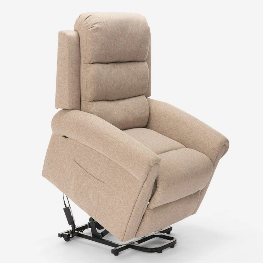 Poltrona Alzapersona Elettrica 1 Motore 74x72x108cm Tessuto Beige