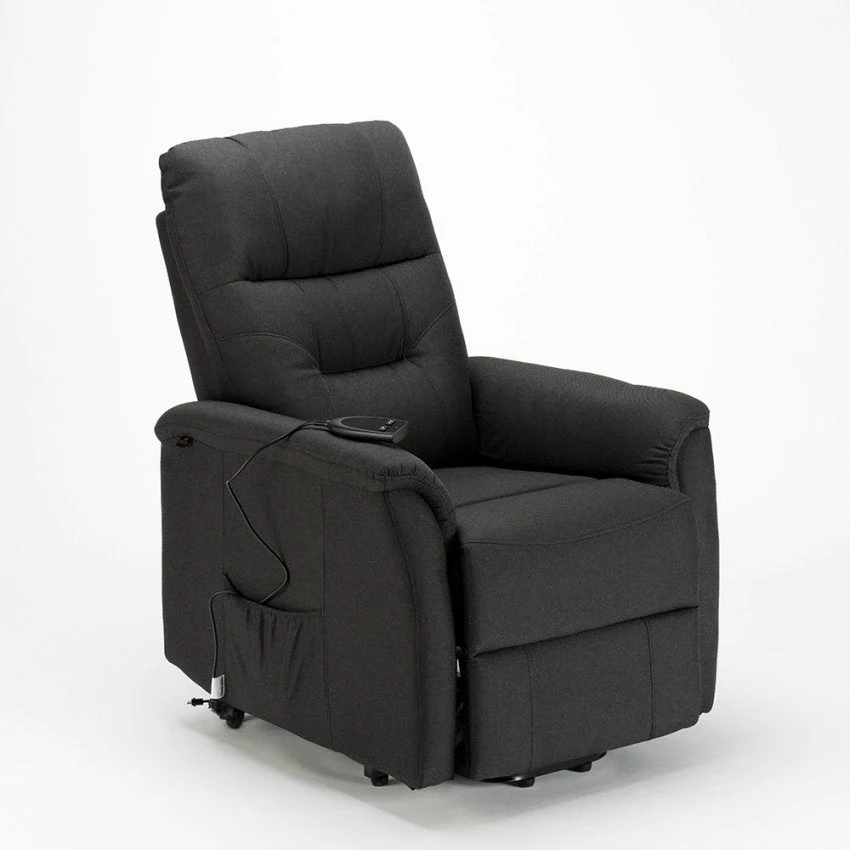 Poltrona Alzapersona Elettrica 1 Motore 77x79x115 cmin Tessuto Nero