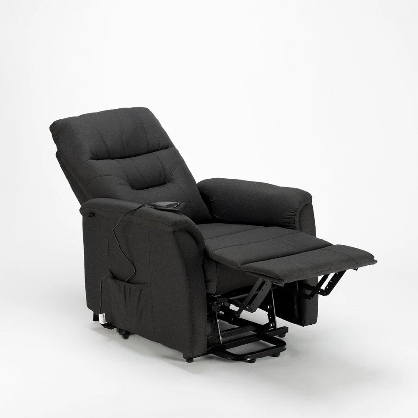 Poltrona Alzapersona Elettrica 1 Motore 77x79x115 cmin Tessuto Nero