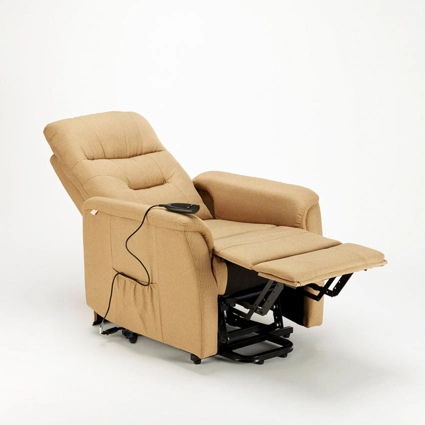 Poltrona Alzapersona Elettrica 1 Motore 77x79x115 cmin Tessuto Beige