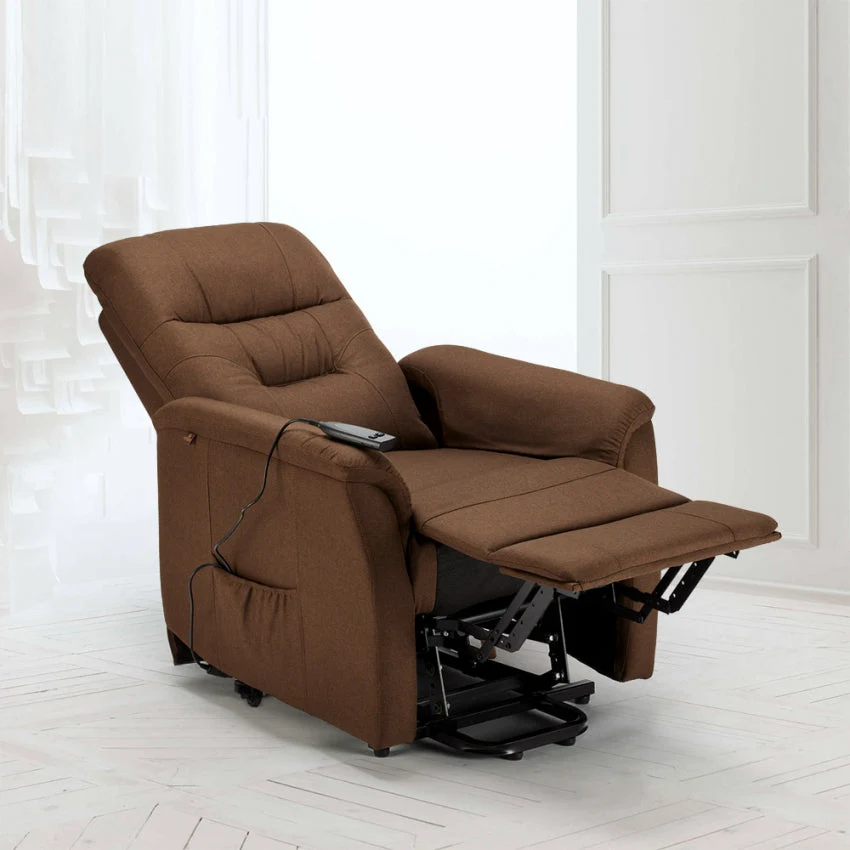 Poltrona Alzapersona Elettrica 1 Motore 77x79x115 cmin Tessuto Marrone