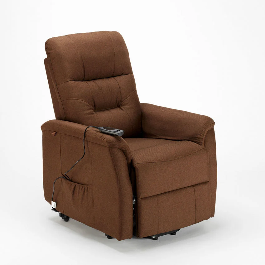 Poltrona Alzapersona Elettrica 1 Motore 77x79x115 cmin Tessuto Marrone