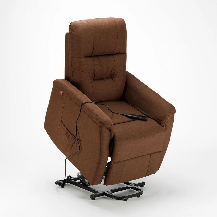 Poltrona Alzapersona Elettrica 1 Motore 77x79x115 cmin Tessuto Marrone
