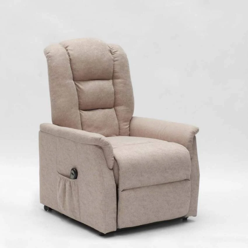 Poltrona Alzapersona Elettrica 1 Motore 80x86x107 cm Tessuto Beige