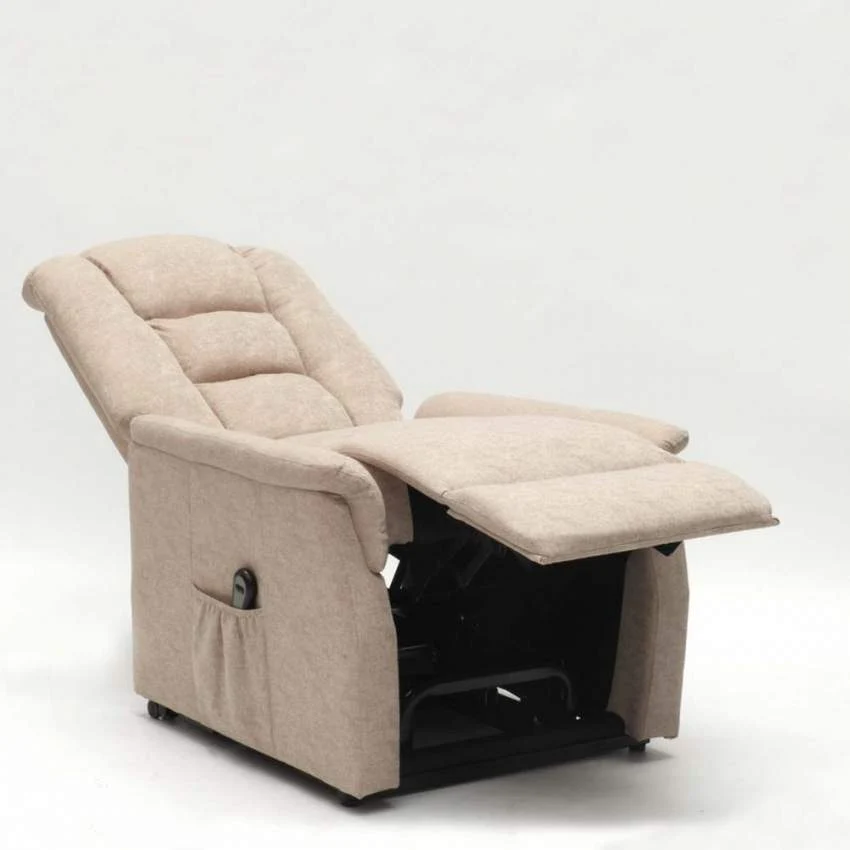 Poltrona Alzapersona Elettrica 1 Motore 80x86x107 cm Tessuto Beige