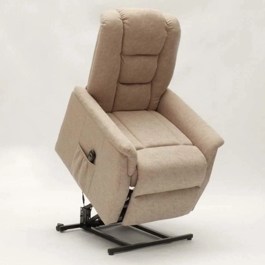 Poltrona Alzapersona Elettrica 1 Motore 80x86x107 cm Tessuto Beige