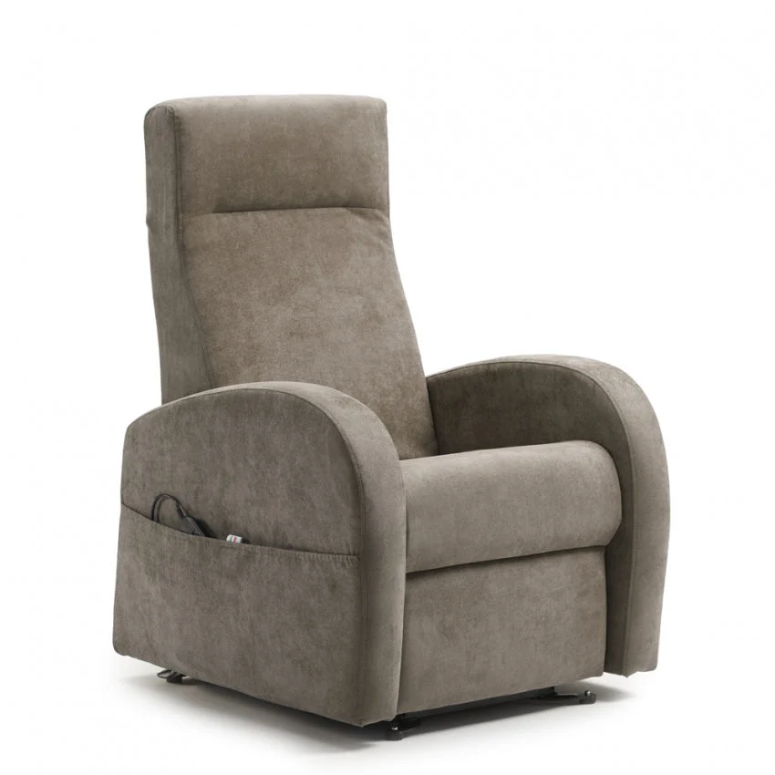 Poltrona Alzapersona Elettrica 2 Motori 74x85x160 cm Tessuto Grigio chiaro