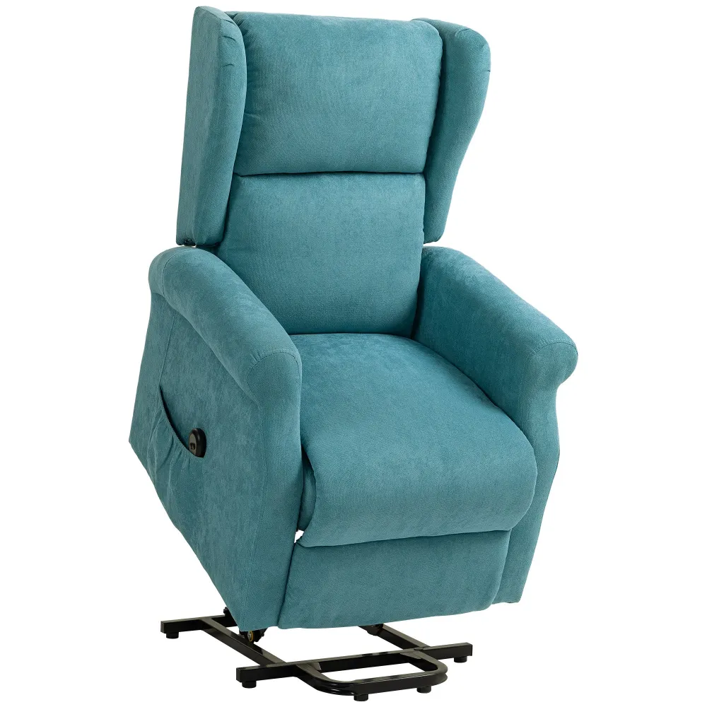 Poltrona Alzapersona Reclinabile 135° con Poggiapiedi e Telecomando 74x94x111 cm Blu