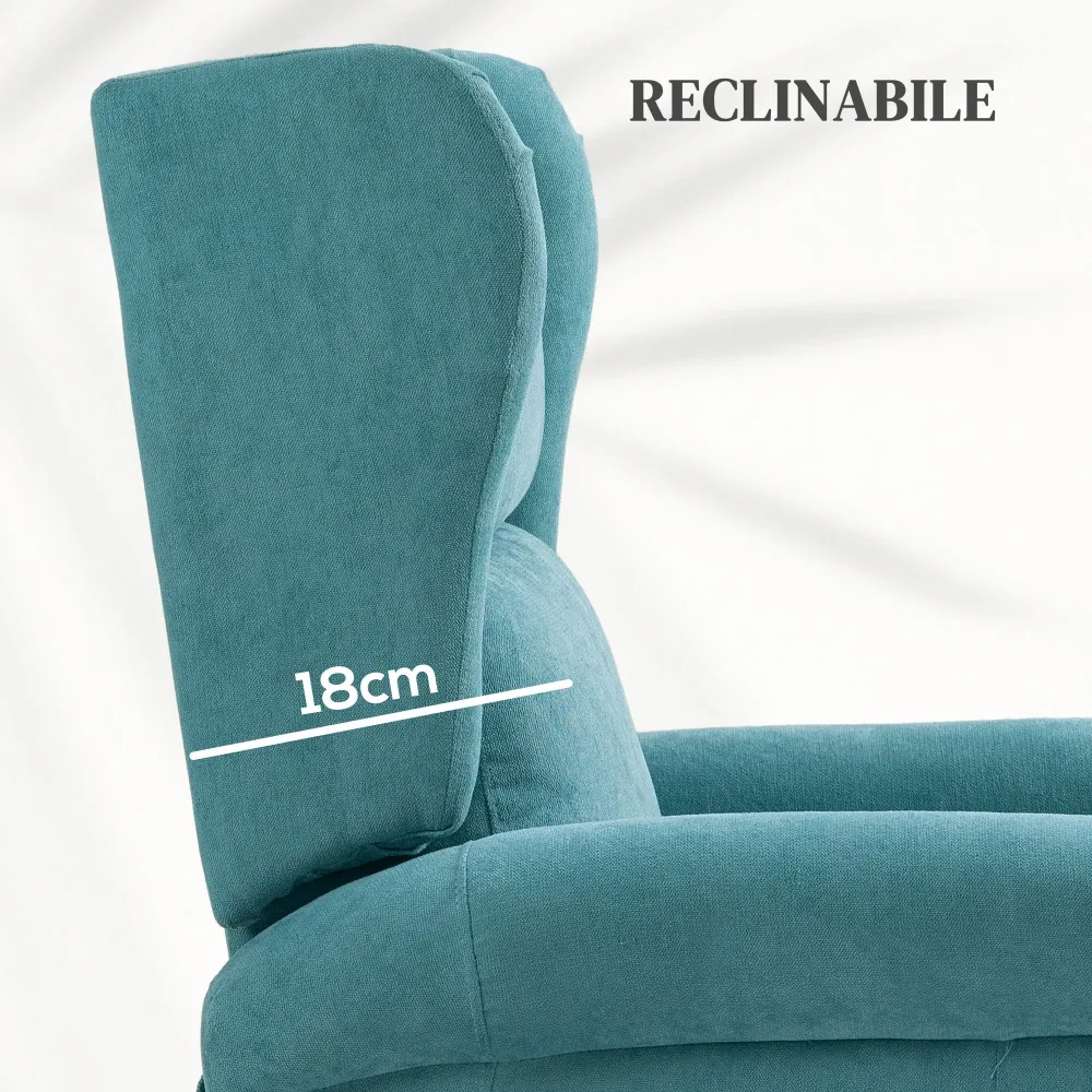 Poltrona Alzapersona Reclinabile 135° con Poggiapiedi e Telecomando 74x94x111 cm Blu