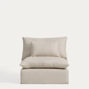 Poltrona Anarela sfoderabile lino e viscosa beige, 110 cm, FSC Mix Credit