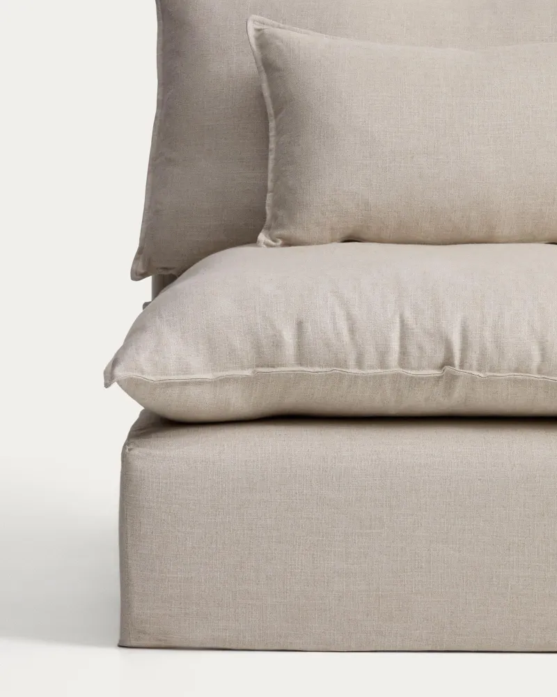 Poltrona Anarela sfoderabile lino e viscosa beige, 110 cm, FSC Mix Credit