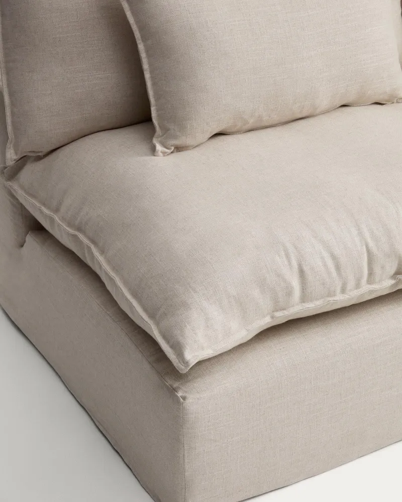 Poltrona Anarela sfoderabile lino e viscosa beige, 110 cm, FSC Mix Credit