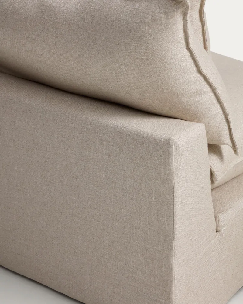 Poltrona Anarela sfoderabile lino e viscosa beige, 110 cm, FSC Mix Credit