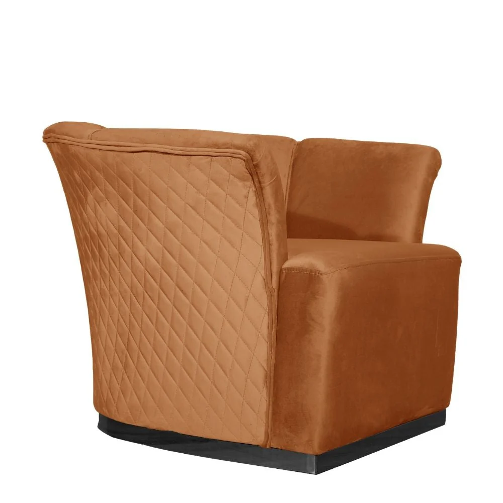 Poltrona Argentario 90x85x70 cm Velluto Berger mattone base nera