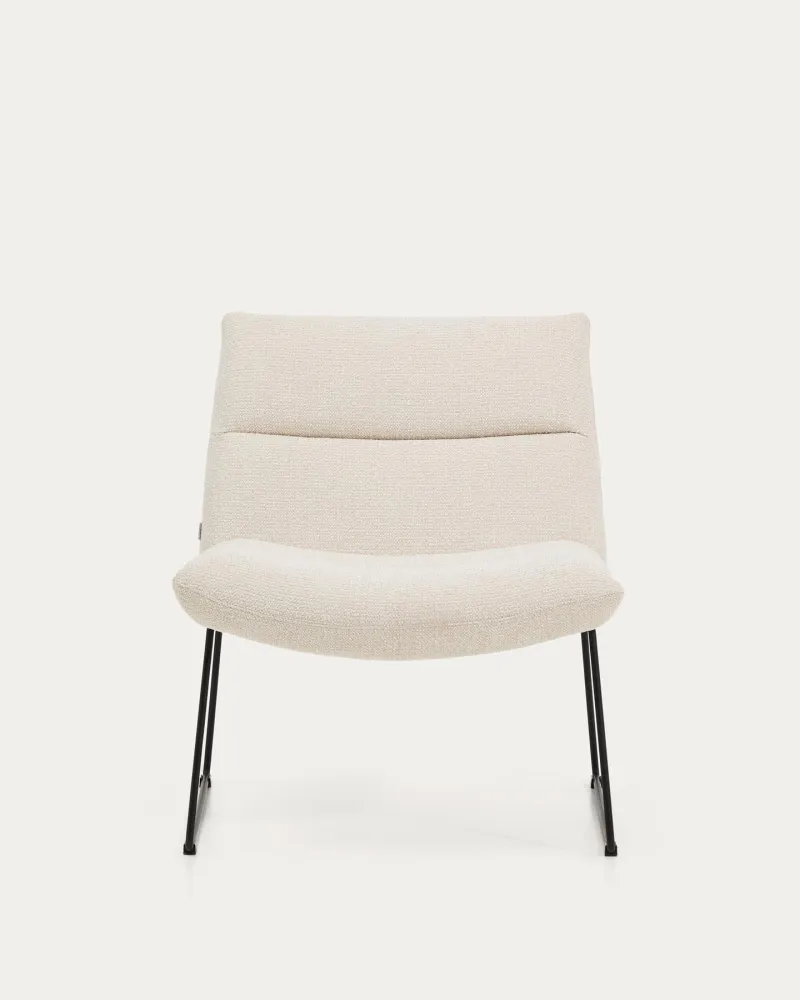 Poltrona Asen ciniglia beige con gambe acciaio nero FSC 100%