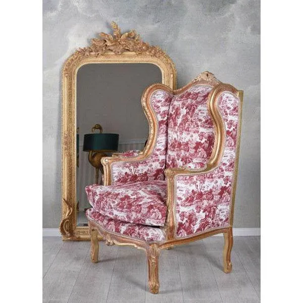 POLTRONA BAROCCA WING CHAIR ORO ANTICO ROCCO ROSSO
