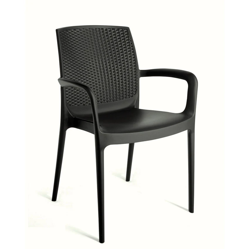 Poltrona Boheme Resina Simil Rattan Antracite