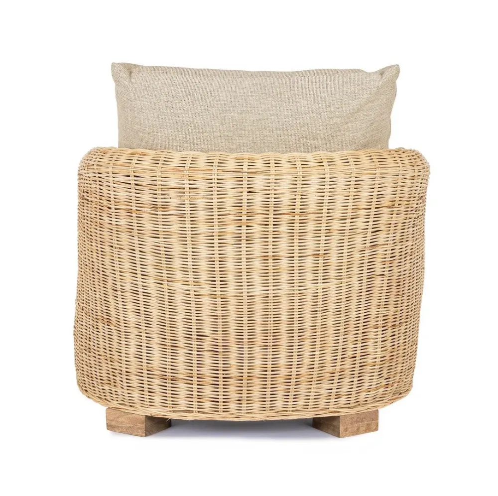 Poltrona "Cadice" struttura rattan con cuscini per interno