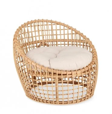 Poltrona "Camaleonte" con struttura rattan e cuscino